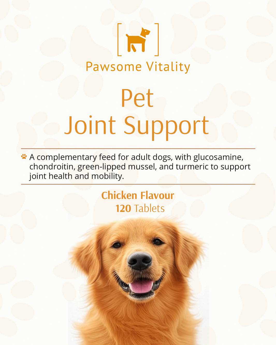 Pawsome Vitality Joint Support + Mobility (120 Chicken-Flavoured Tablets)