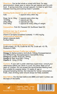 Pawsome Vitality Omega 3-6-9 for Pets – 120 Softgels (1000mg)