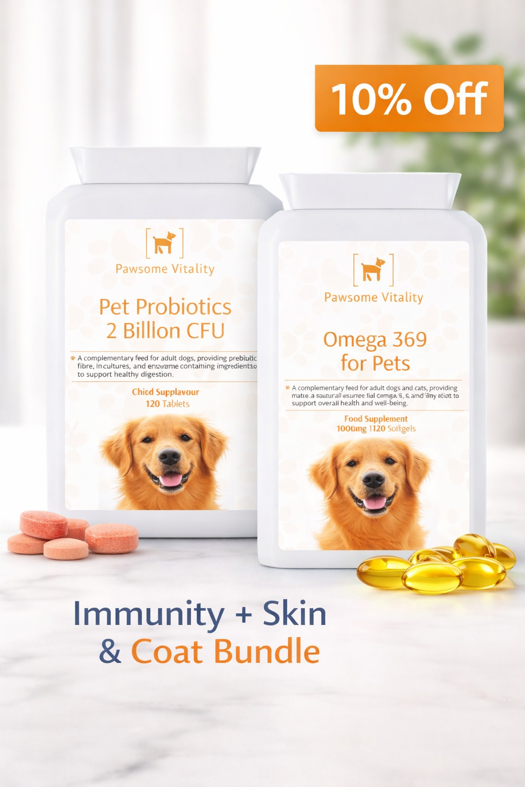 Immunity + Skin & Coat Bundle (Probiotics + Omega 3-6-9)